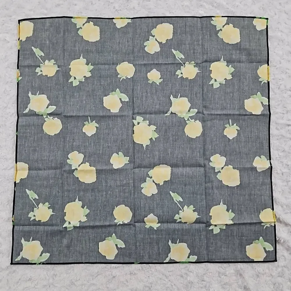 Lemlem Black and Yellow Floral Bandana Purse Scarf 22.5